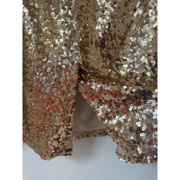 Worthington Woman 0X (XL) Gold Sequin Below Knee Skirt W Black Elastic Waistband - Picture 3 of 6